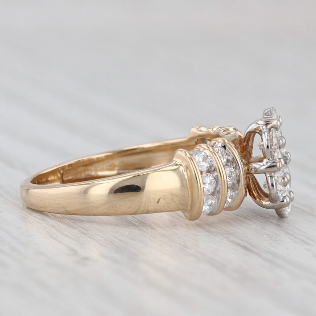 Light Gray 1.91ctw Moissanite Flower Cluster Ring 14k Yellow Gold Size 6 Engagement