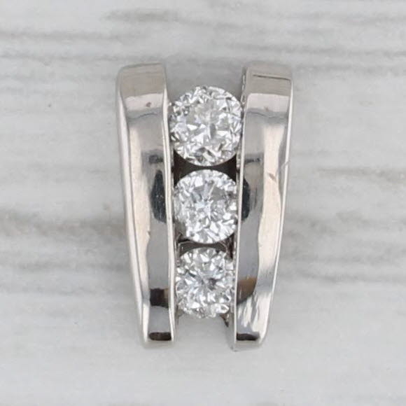 Gray 0.15ctw Diamond 3-Stone Journey Pendant Small Floating Drop 10k White Gold
