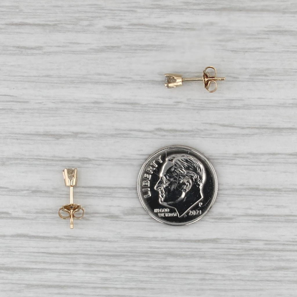 0.23ctw Small Diamond Stud Earrings 14k Gold Round Solitaire Studs Screw Back