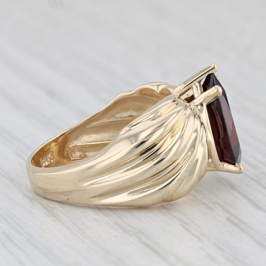 Light Gray 3.35ct Pear Solitaire Garnet Teardrop Ring 14k Yellow Gold Size 7