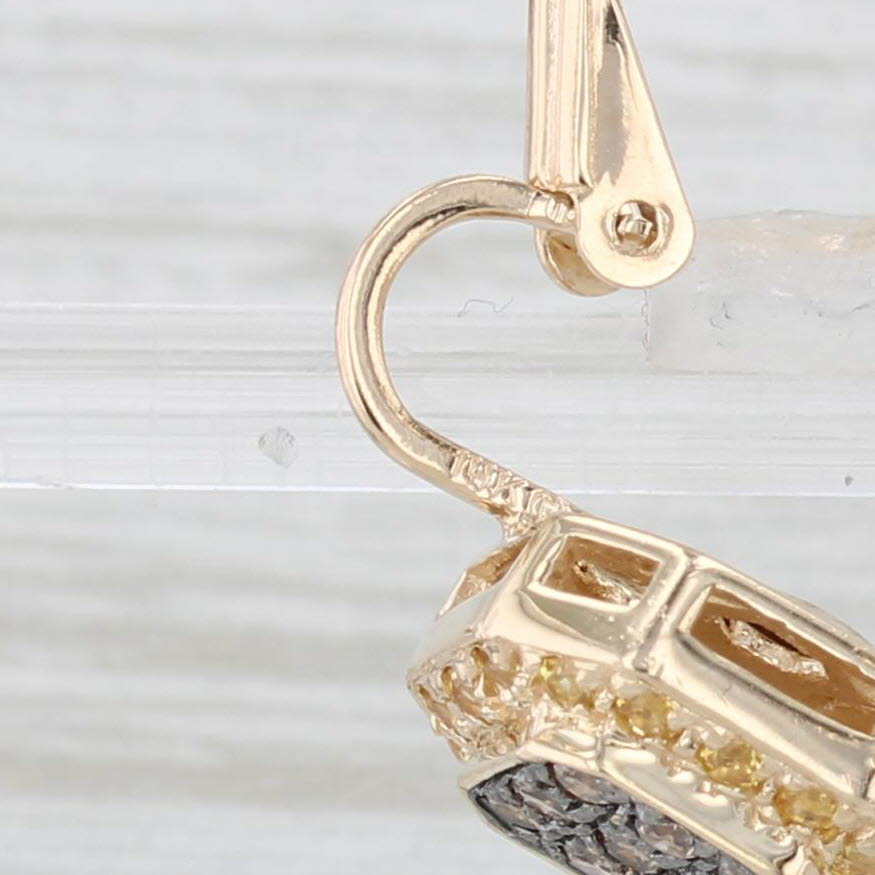 Light Gray 2.69ctw Yellow Sapphire Champagne Diamond Halo Clip On Earrings 14k Yellow Gold