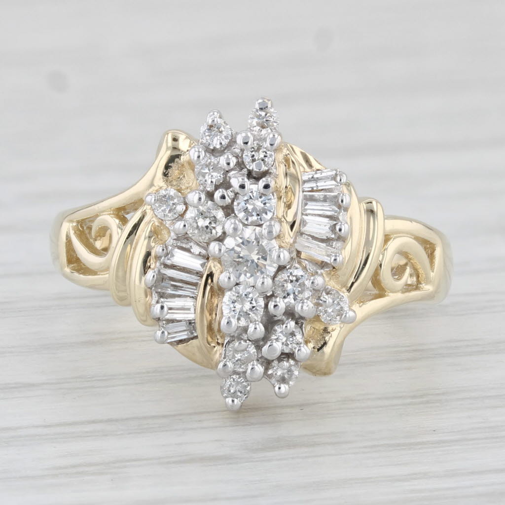 Light Gray 0.47ctw Diamond Cluster Ring 10k Yellow Gold Size 7