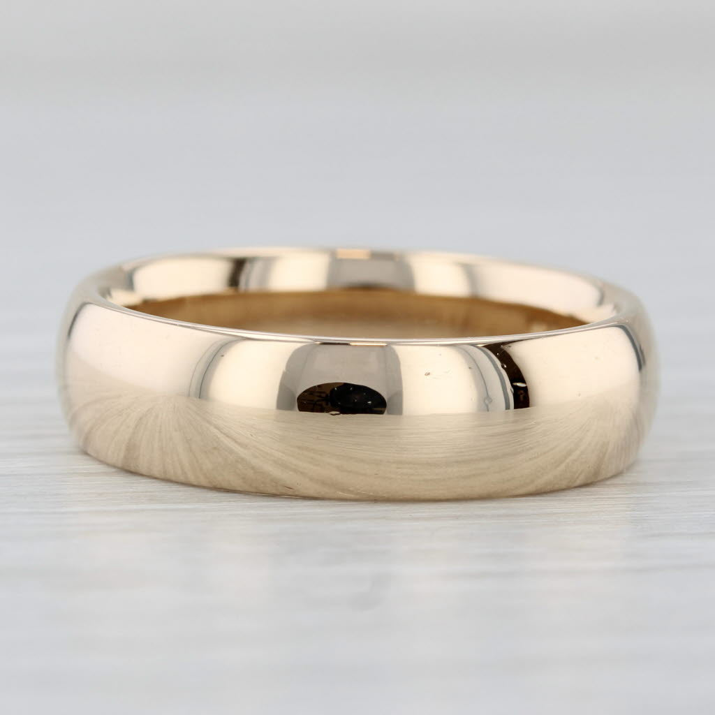 Light Gray Classic Men's Wedding Band 14k Yellow Gold Ring Size 9