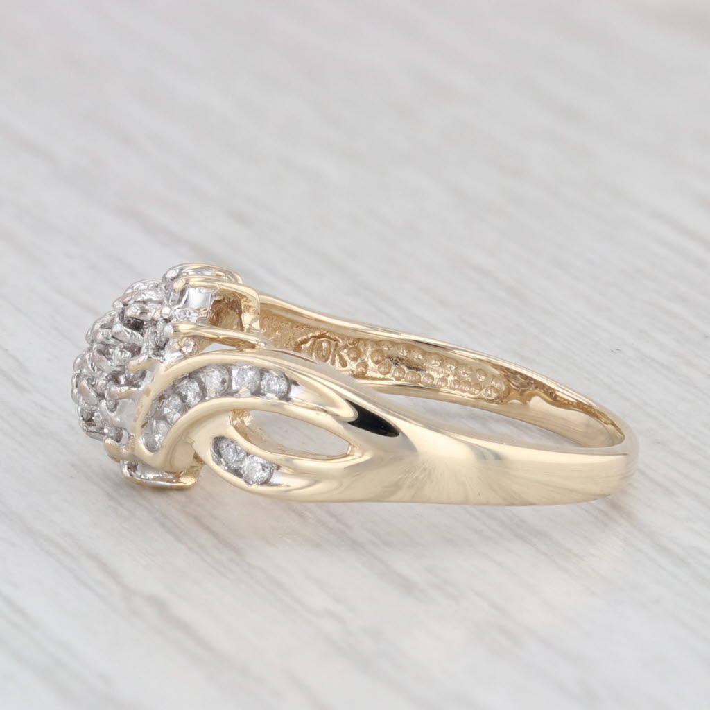 Light Gray 0.25ctw Diamond Cluster Bypass 10K Yellow Gold Size 7.25 Ring