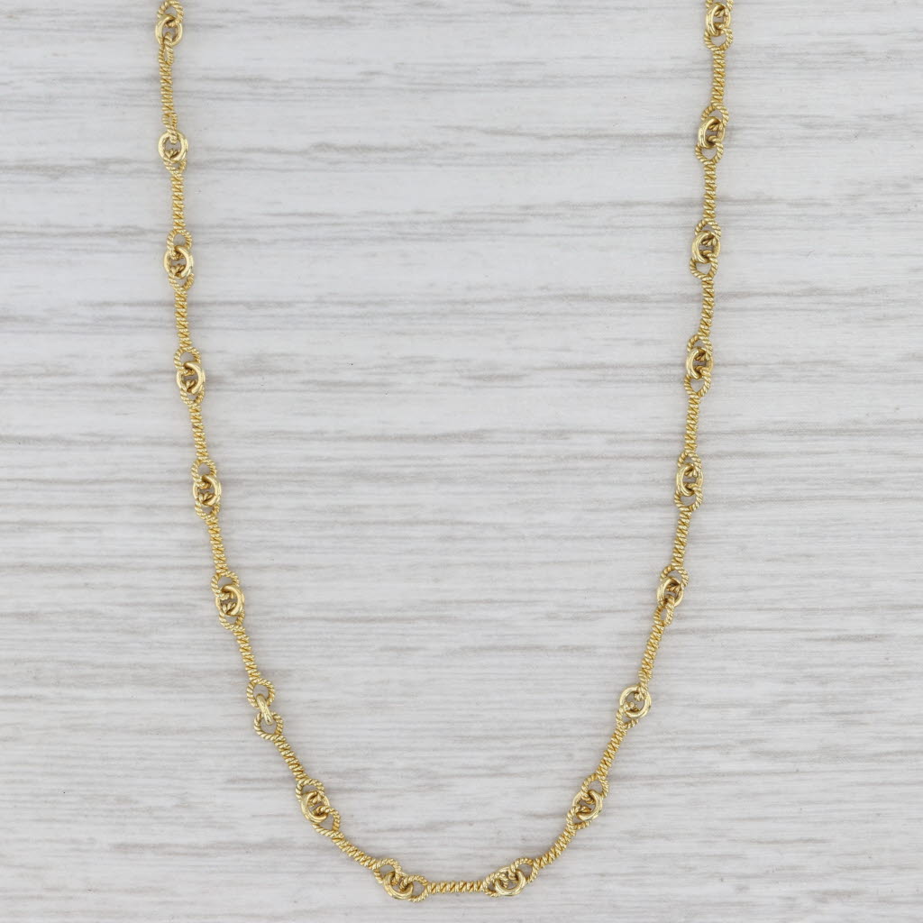 Bar Chain Necklace 18k Yellow Gold 18" 2mm Textured Links