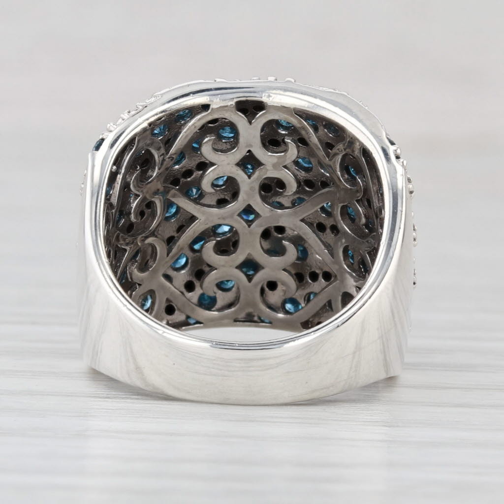 0.90ctw Blue Diamond Striped Ring Sterling Silver Size 6-6.25 Cocktail