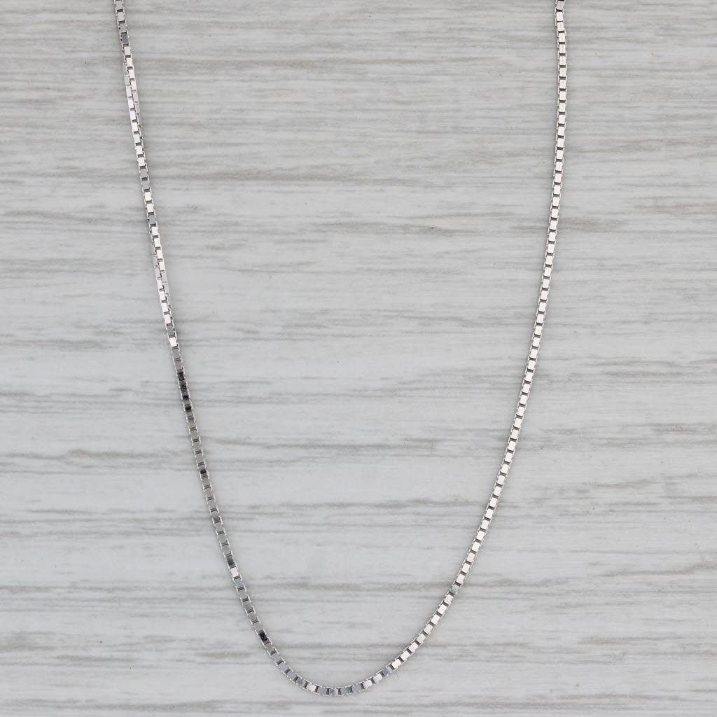 Gray New Box Chain Necklace 10k White Gold 18" 0.9mm
