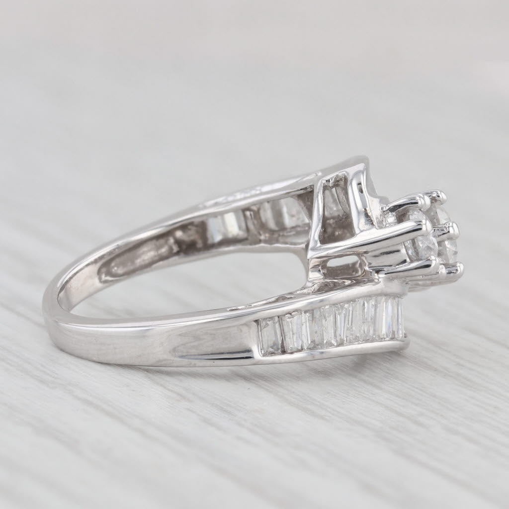 Light Gray 1.70ctw Diamond 3-Stone Bypass Ring 14k White Gold Size 6