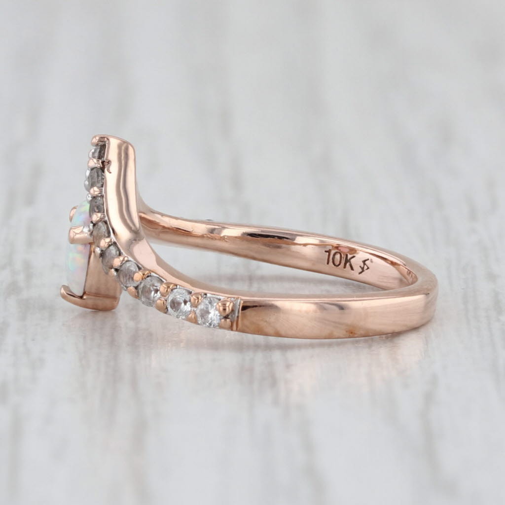 Lab Created Opal Sapphire Contoured Ring 10k Rose Gold Size 4