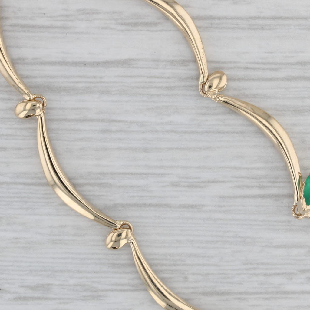 Gray 1.46ctw Emerald Diamond Collar Necklace 14k Yellow Gold 16.5"