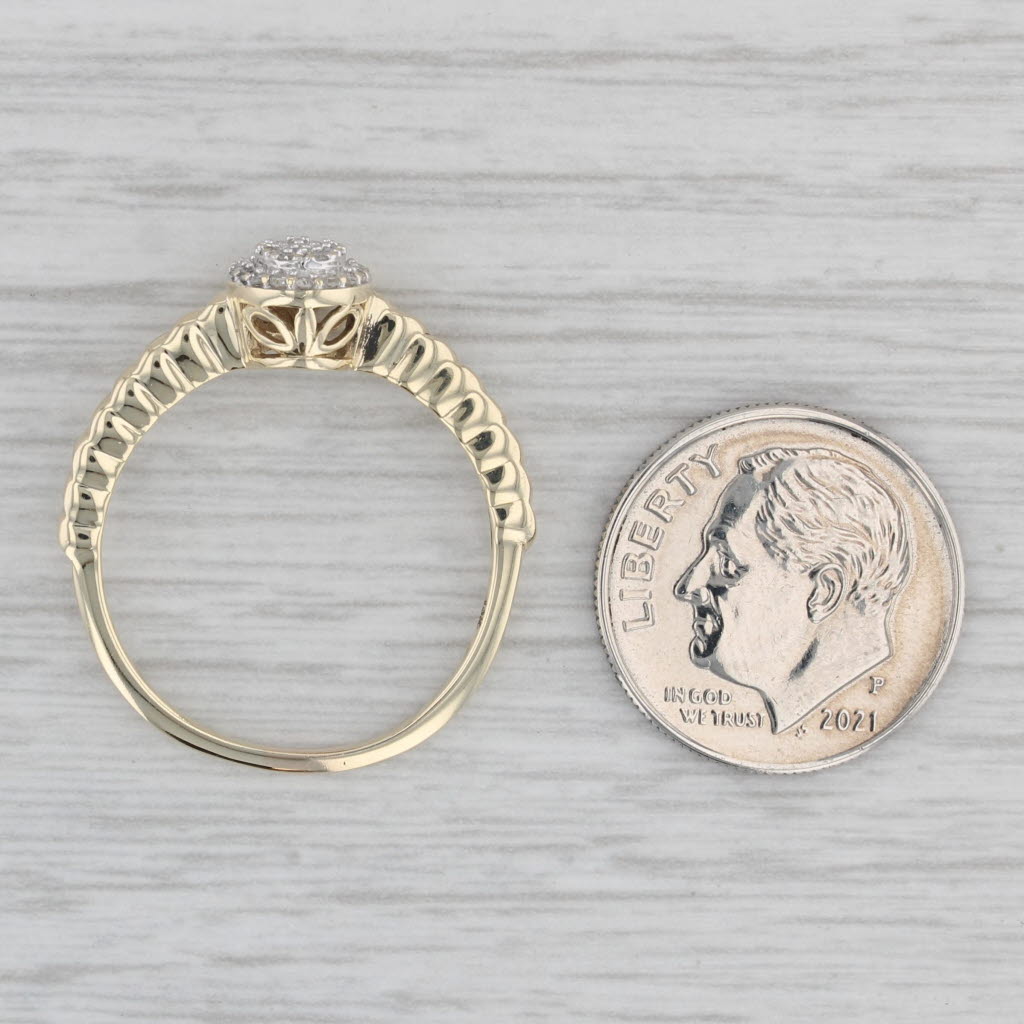 Gray Oval Diamond Cluster Ring 10k Yellow Gold Size 8.75 Engagement