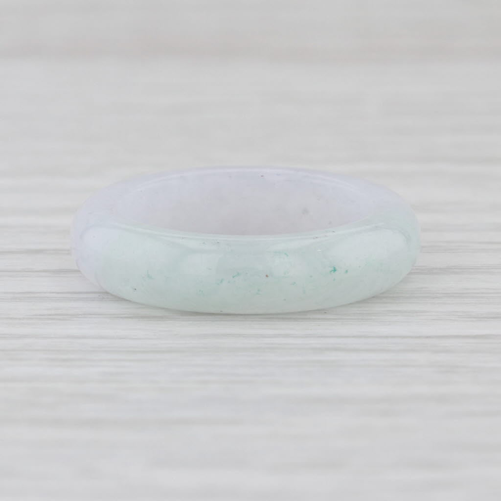 Marbled Pale Green Lavender Jadeite Jade Band Ring Size 7.5 5.4mm