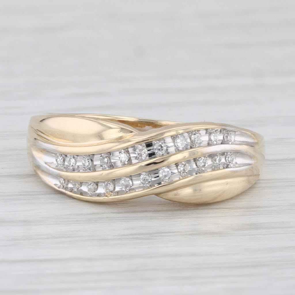 Light Gray Diamond Bypass Ring 10k Gold Size 7.25 "I Love You" Anniversary Wedding Band