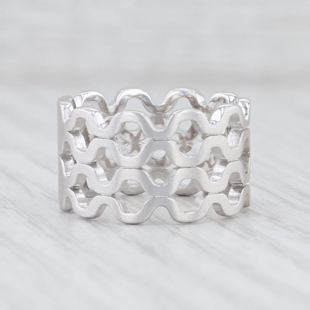 New Bastian Inverun Cut Out Ring Sterling Silver 12862 Statement Band Size 7.5