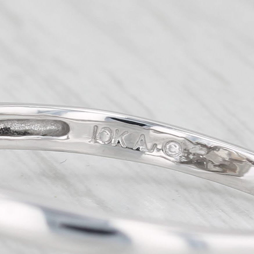 Light Gray Cultured Pearl Diamond Teardrop Ring 10k White Gold Size 11.25