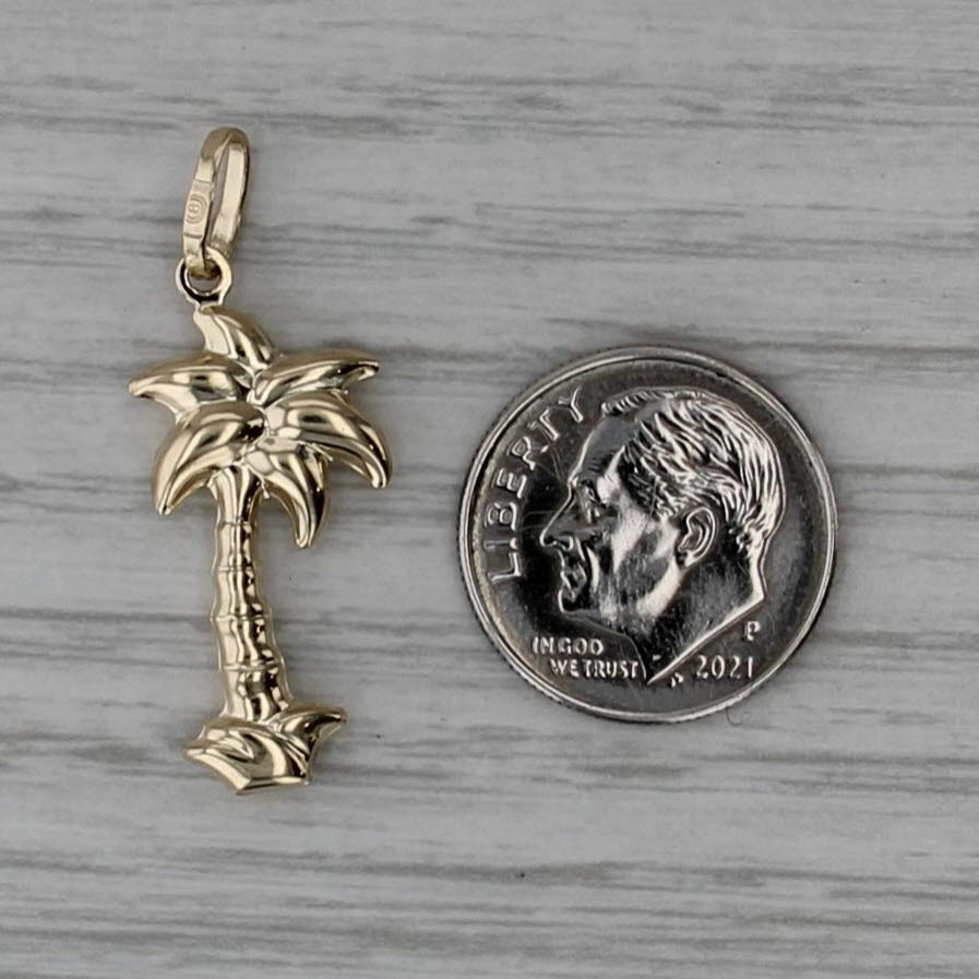 Palm Tree Pendant 14k Yellow Gold Souvenir Charm