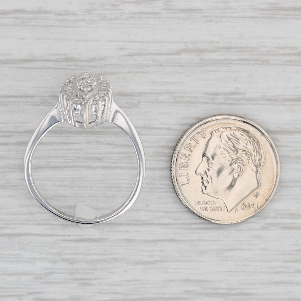 Gray 0.41ctw Diamond Halo Ring 14k White Gold Size 6.75 Marquise Shape Engagement