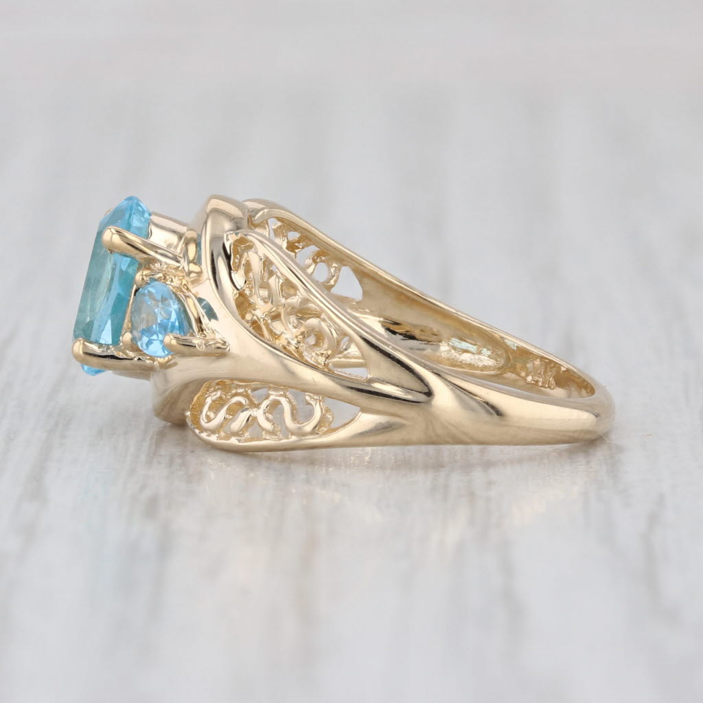 2.37ctw Oval Blue Topaz Ring 14k Yellow Gold Size 6.25