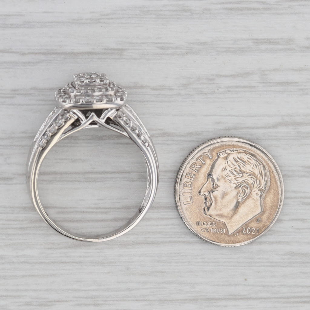 Gray 1ctw Round Diamond Halo Engagement Ring 10k White Gold Size 8