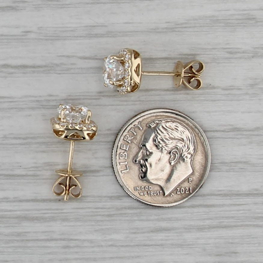 2.30ctw Round Diamond Halo Stud Earrings 14k Yellow Gold IGI VS1 Studs