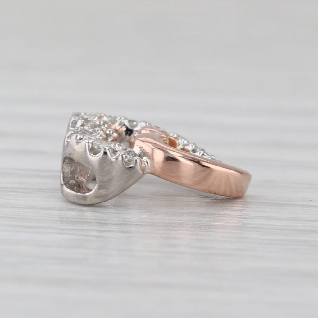 0.10ctw Diamond White Rose Gold Interlocking Hearts Pendant 14k