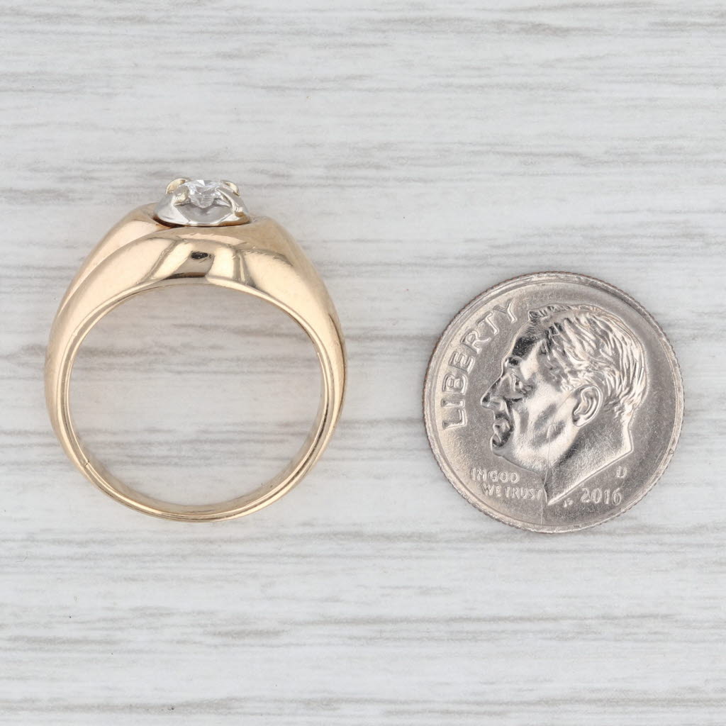 Light Gray 0.20ct Round Diamond Solitaire Ring 14k Yellow Gold Size 6.25 Vintage