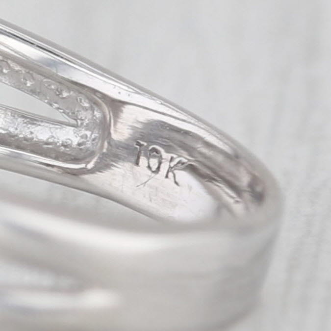 0.16ctw Diamond Halo Teardrop Contoured Ring 10k White Gold Size 8.75