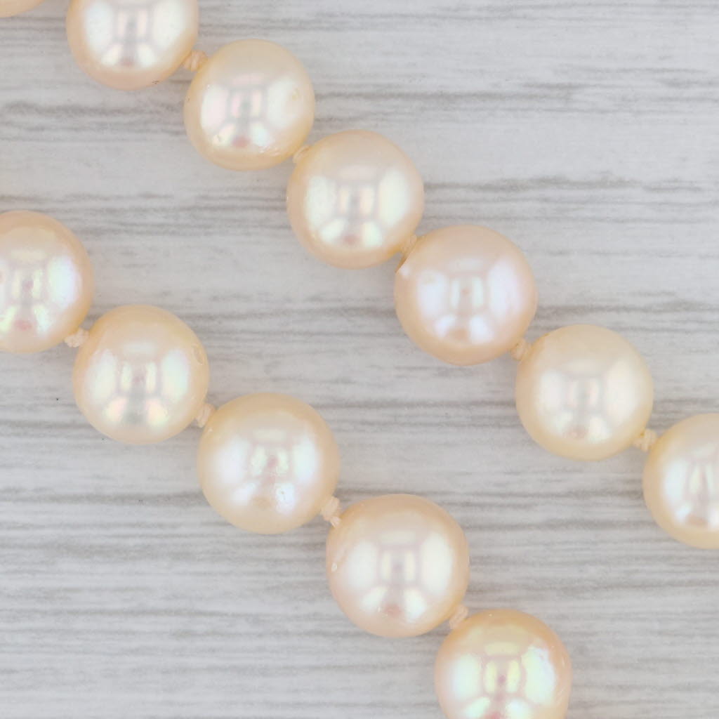 Gray Vintage Cultured Pearl Bead Strand Necklace 10k Gold 17"