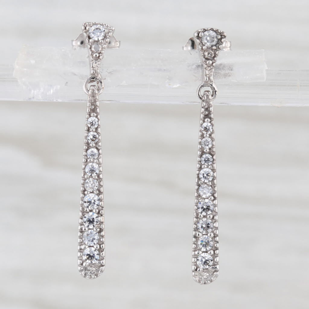 0.70ctw Cubic Zirconia Journey Teardrop Earrings 18k White Gold Dangles