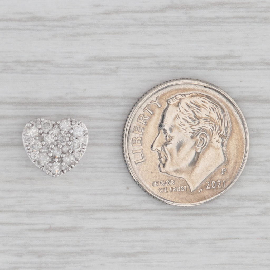 Gray 0.27ctw Pave Diamond Heart Pendant 10k White Gold Small Floating Drop
