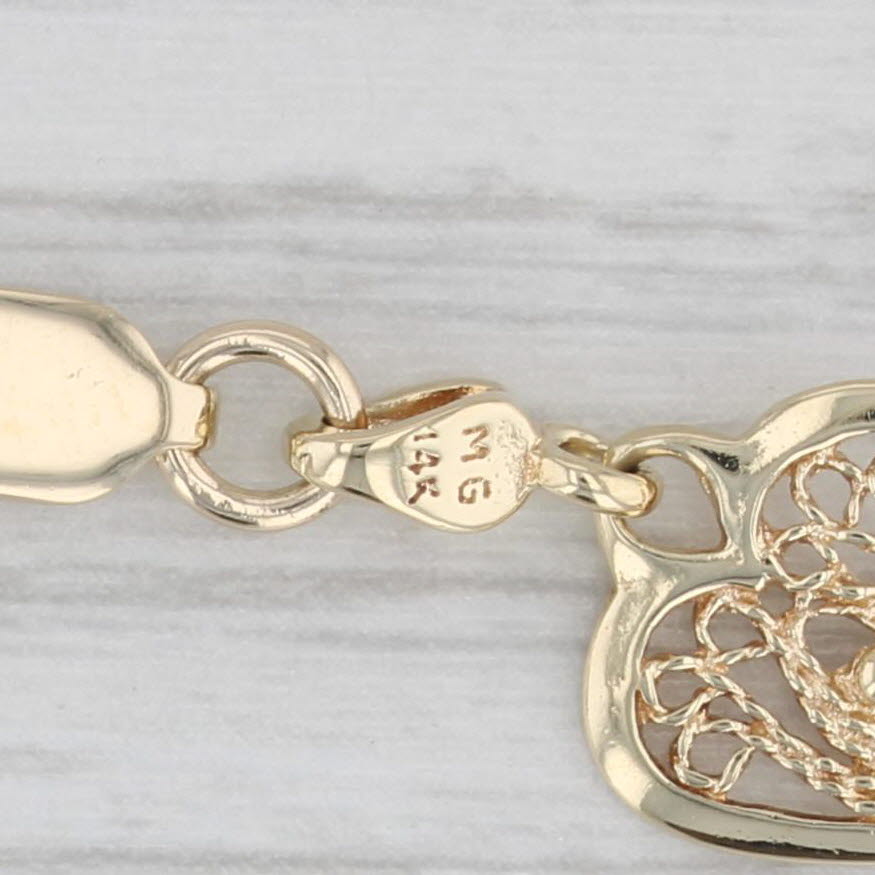 Light Gray Onyx Filigree Link Bracelet 14k Yellow Gold 7" 10.7mm