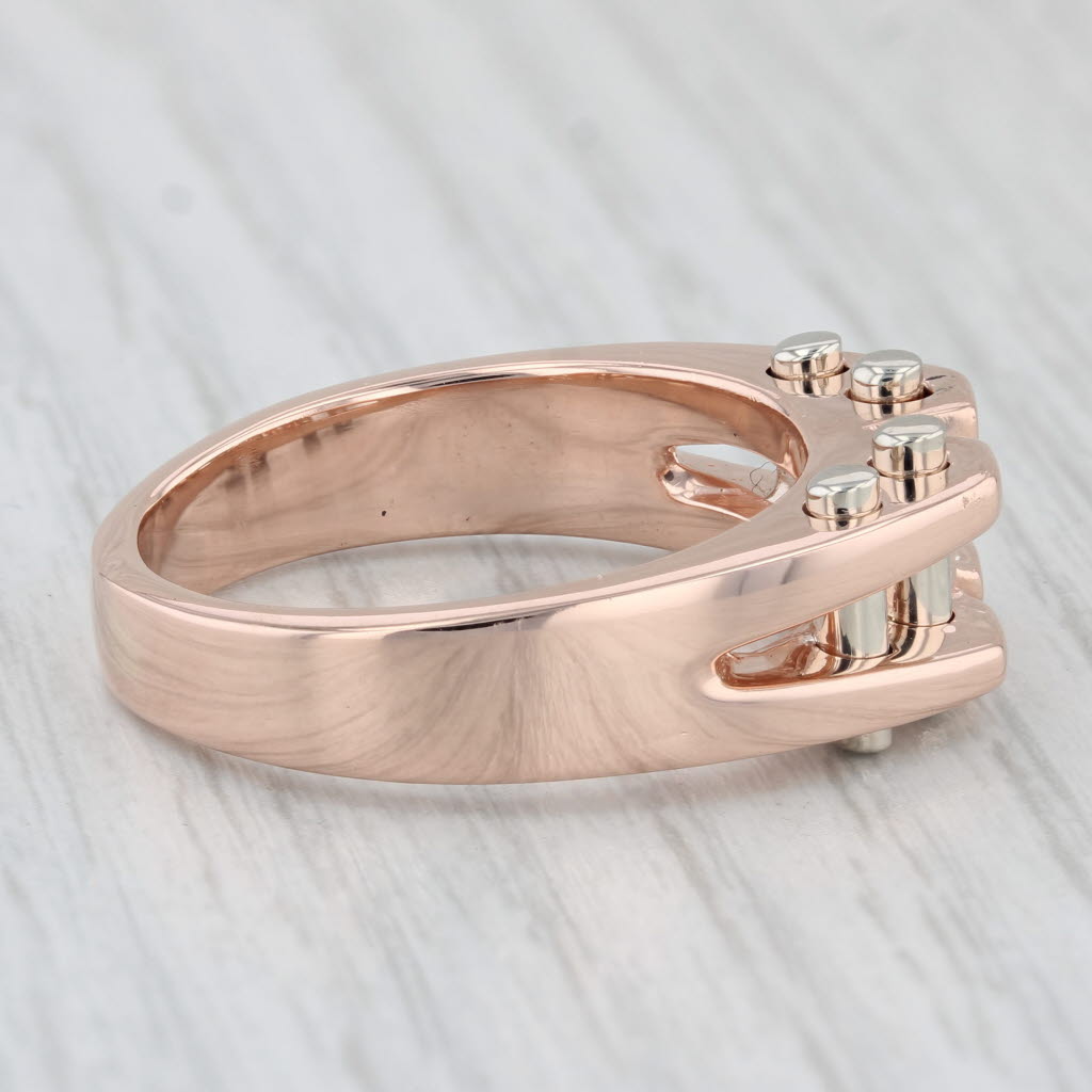 Light Gray 0.17ct Round Solitaire Diamond Ring 14k Rose Gold Size 11.5 Men's