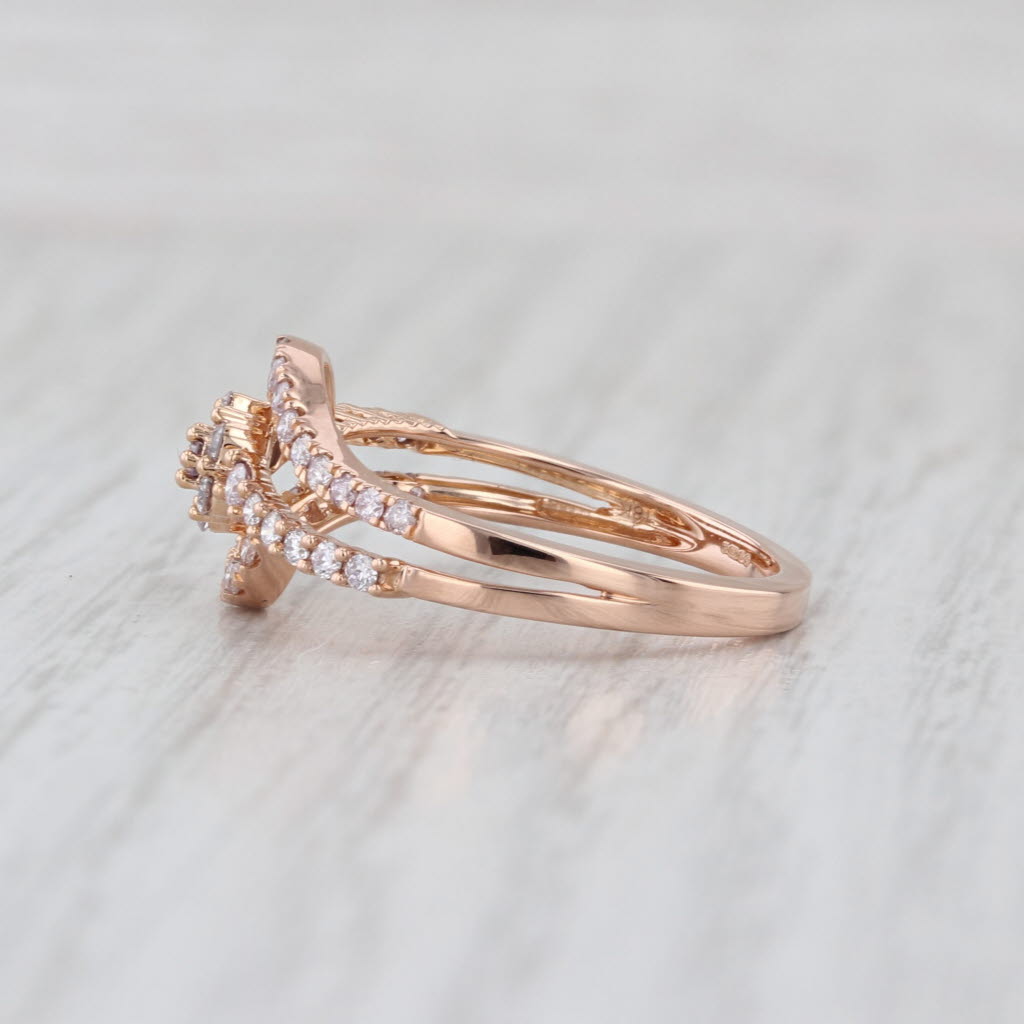 0.52ctw Diamond Cluster Bypass Engagement Ring 18k Rose Gold Size 7.25 COA