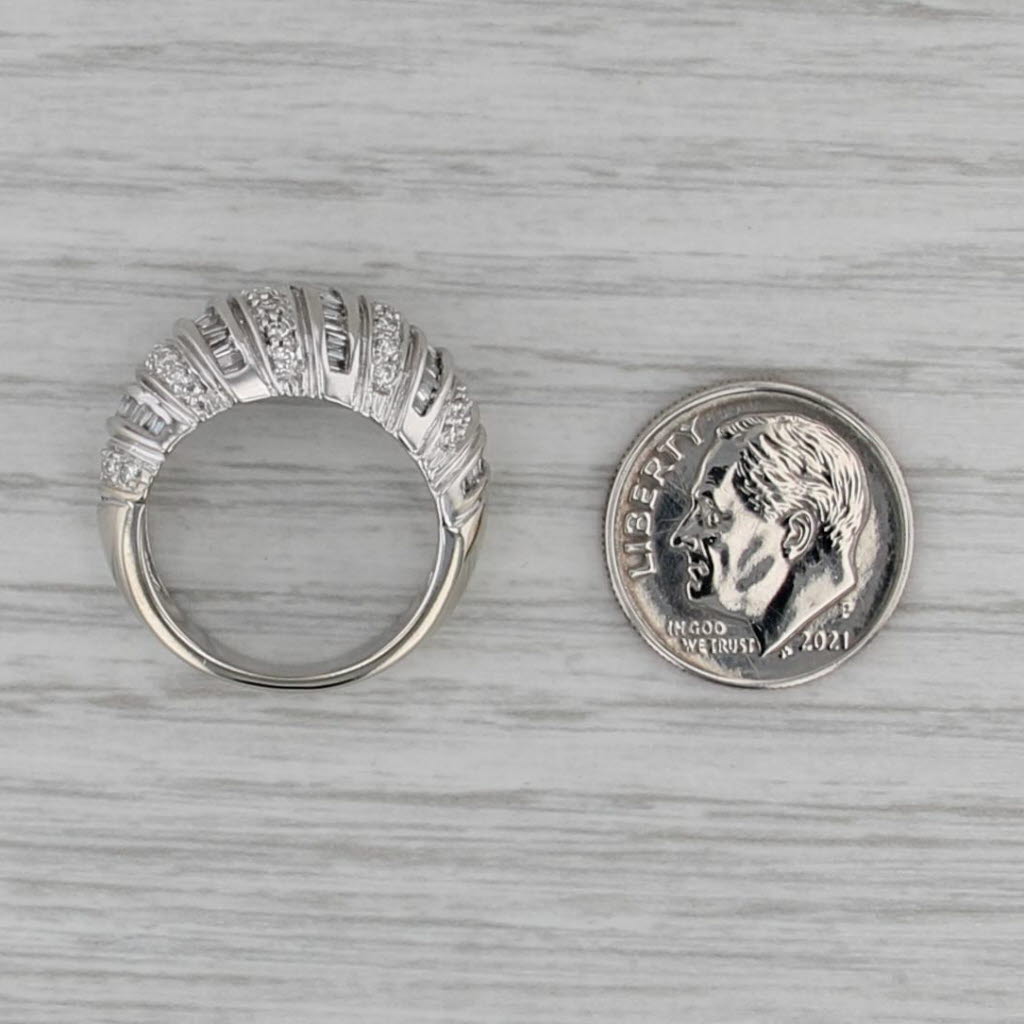 0.97ctw Scalloped Diamond Ring 14k White Gold Anniversary Band Size 6