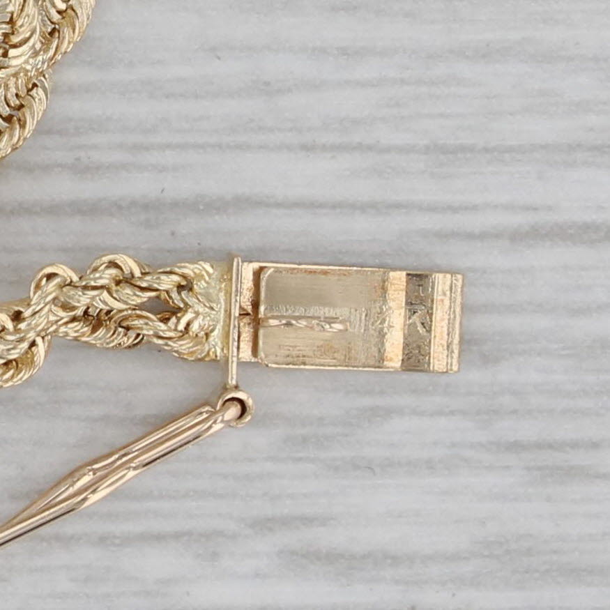 Gray 0.30ctw Emerald Diamond Rope Chain Bracelet 14k Yellow Gold 7"
