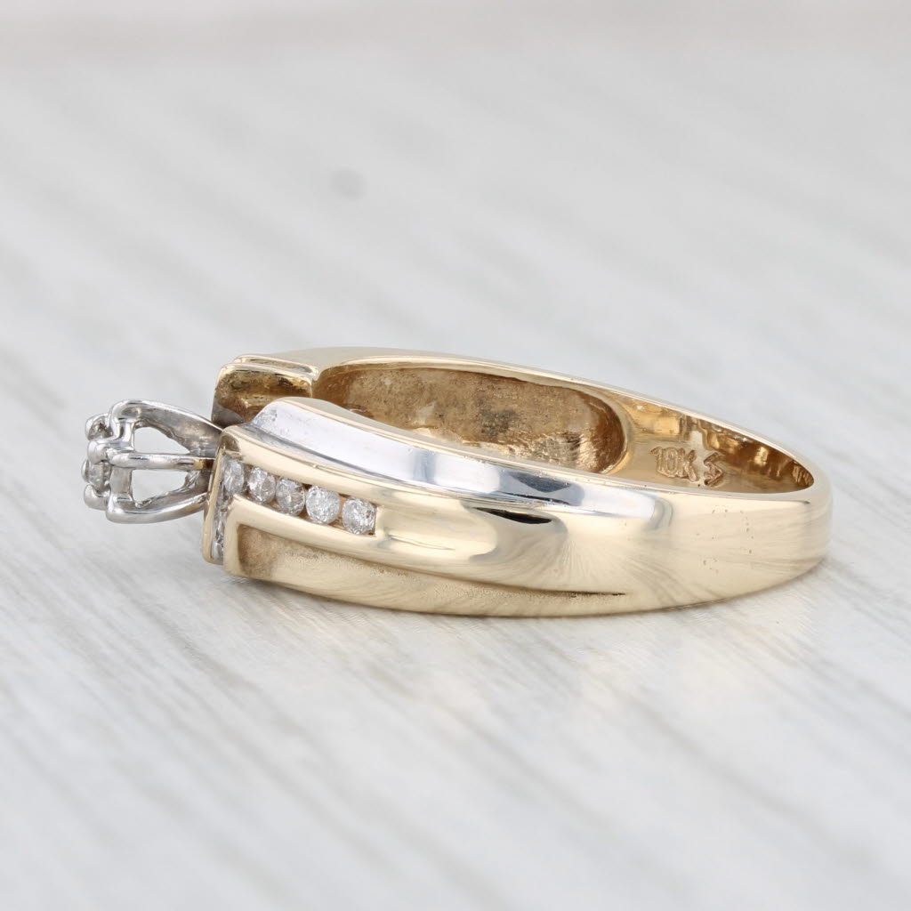 Light Gray 0.20ctw Round Diamond Engagement Ring 10k Yellow Gold Size 7 Bypass