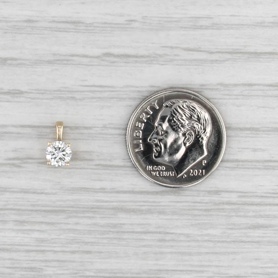 New 0.34ct G VS2 Diamond Round Solitaire Pendant 14k Yellow Gold Small Drop