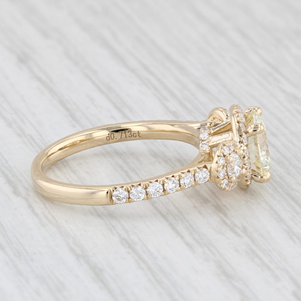 Light Gray New 2.19ctw VVS2 Round Diamond Halo Engagement Ring 14k Gold Size 6.75 GIA