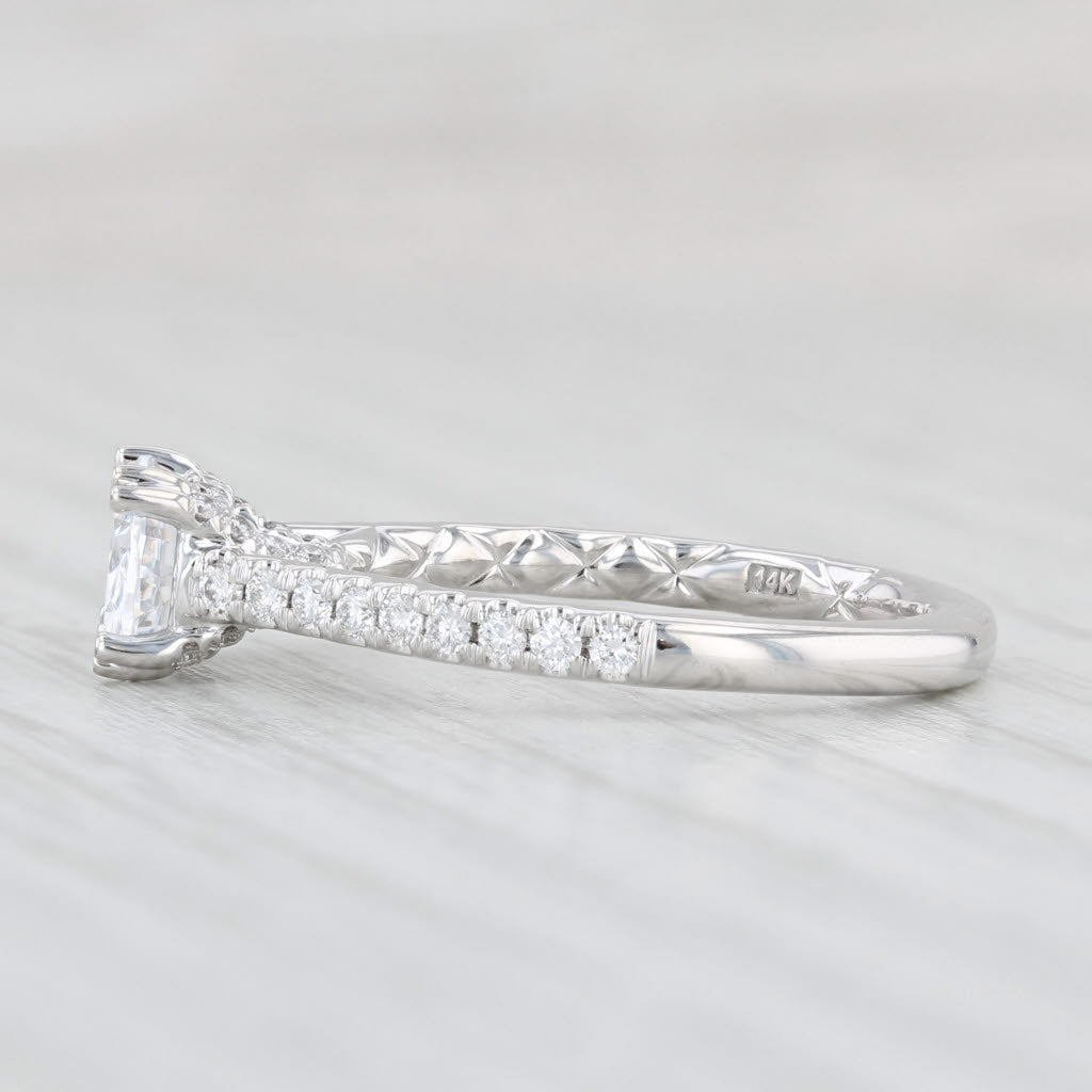 New A Jaffe Oval Diamond Semi Mount Engagement Ring 14k White Gold Size 6