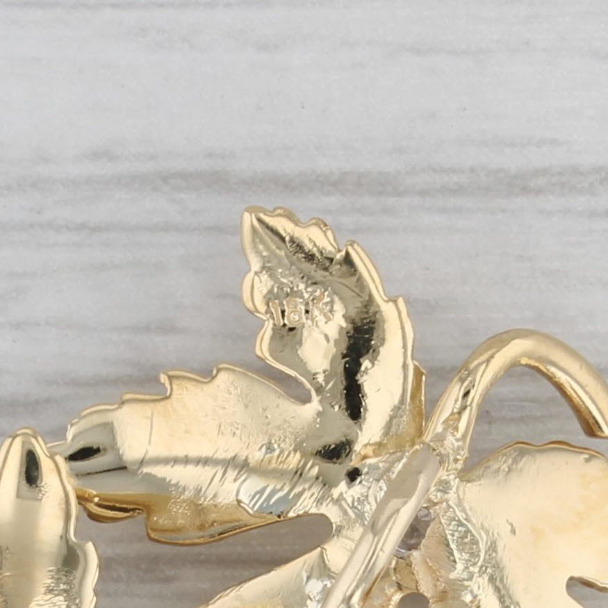 Gray 0.35ctw Diamond Flower Brooch 10k Yellow Gold Floral Statement Pin