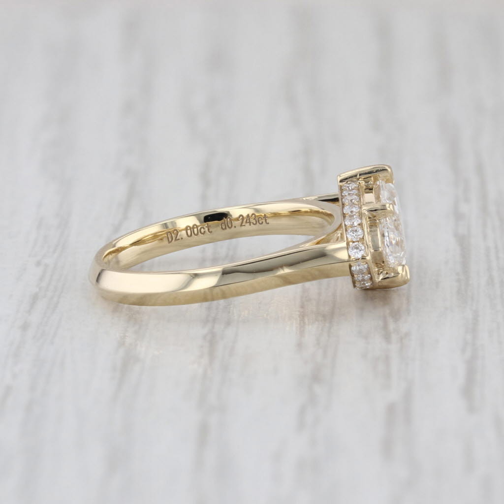 New IGI 2.24ctw Marquise Lab Created Diamond Halo Engagement Ring 14k Gold