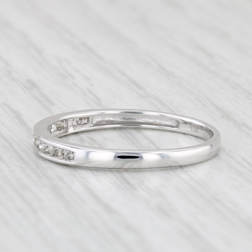 Light Gray 0.20ctw Diamond Wedding Band 10k White Gold Size 8 Stackable Ring