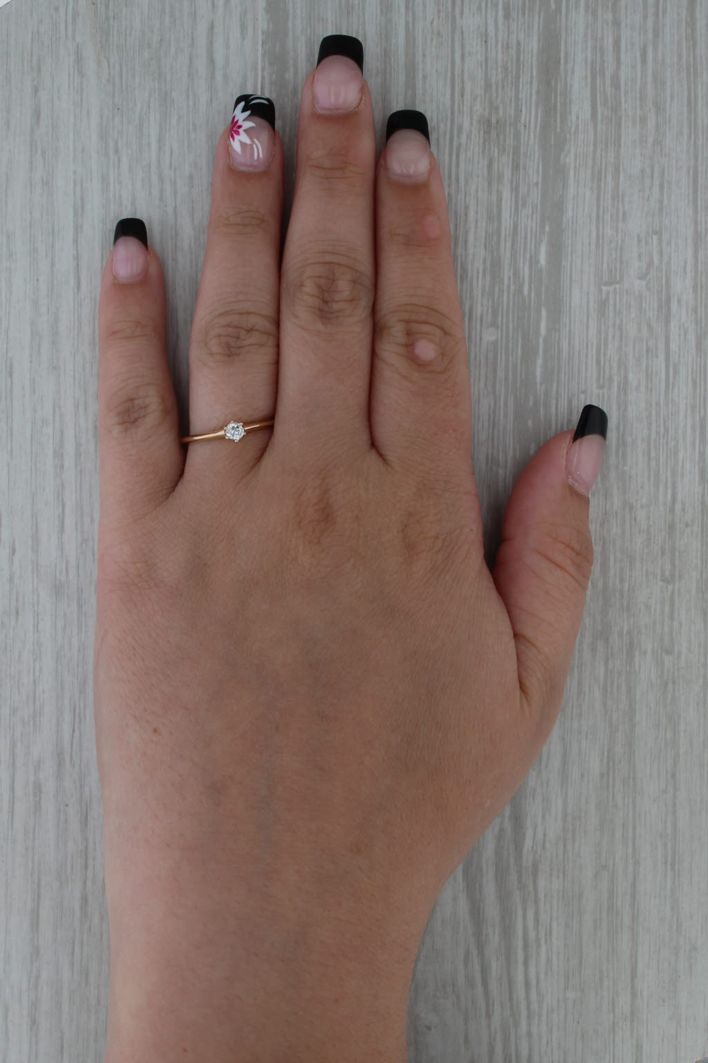 Antique 0.14ct Round Diamond Solitaire Engagement Ring 14k Yellow Gold Size 9