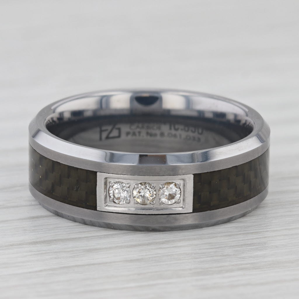 Light Gray New 0.15ctw Diamond Tungsten Carbide Ring Men's Wedding Band Size 11