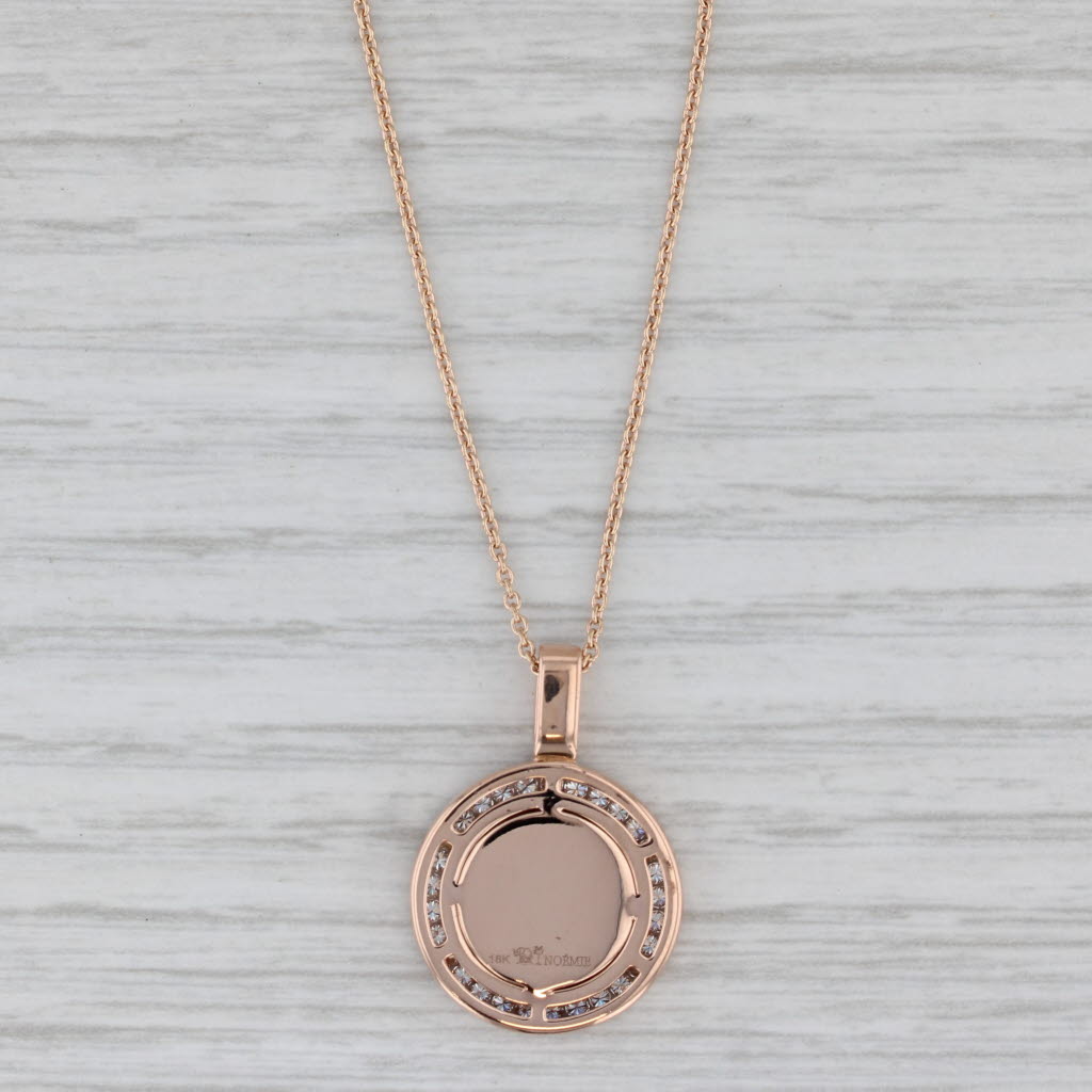 Gray 0.38ctw Diamond Halo Libra Zodiac Medallion Pendant Necklace 18k Rose Gold 18"
