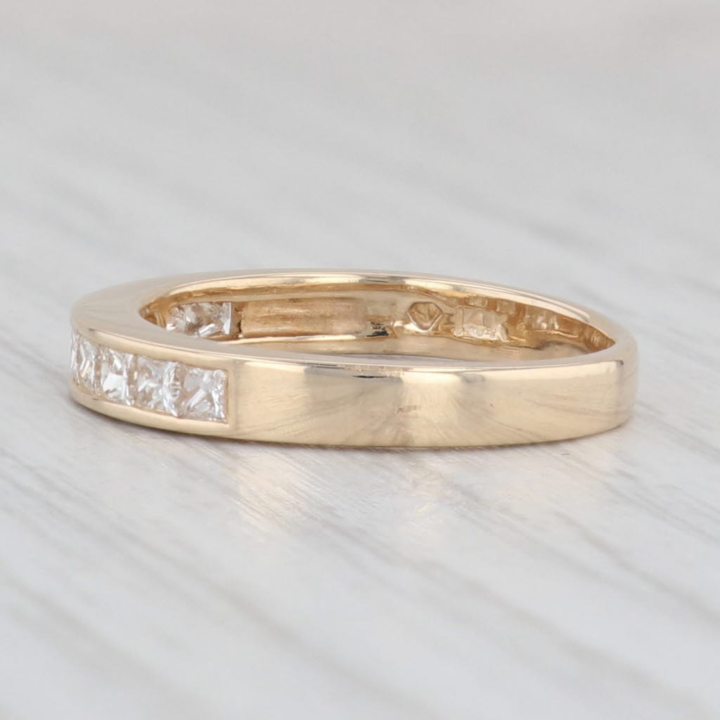 Light Gray 0.60ctw Princess Diamond Ring 14k Yellow Gold Size 5.75 Wedding Band