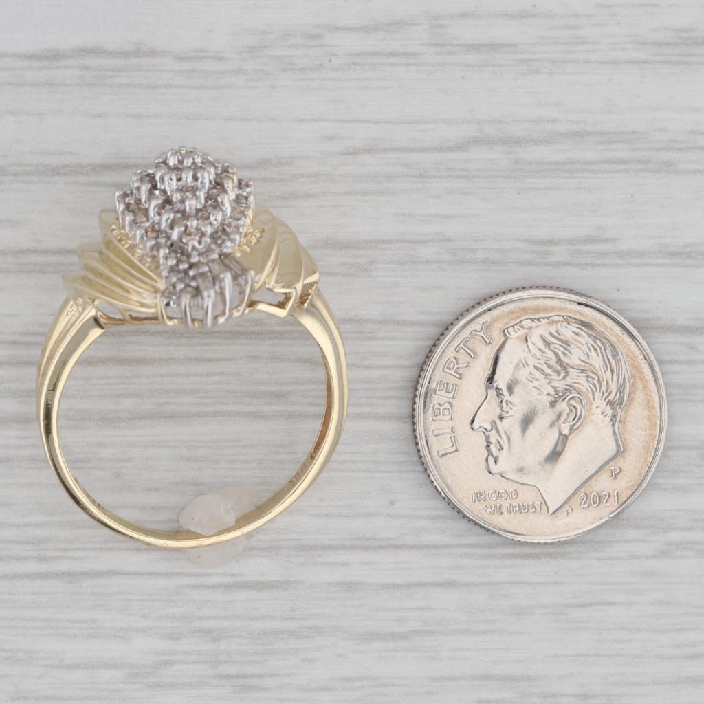 Gray 0.35ctw Diamond Cluster Ring 10k Yellow Gold Size 9