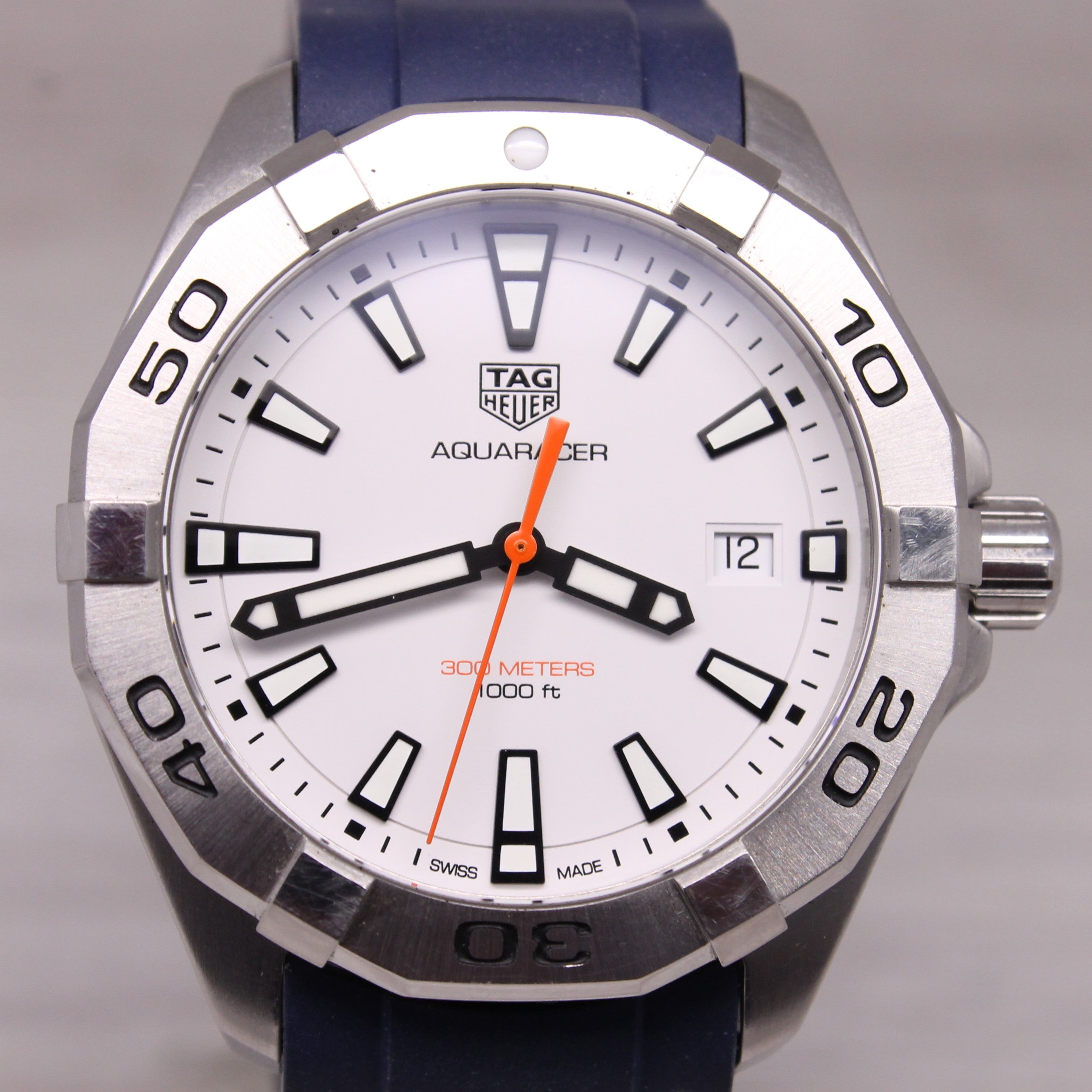 Tag Heuer Aquaracer WBD1111 41mm Steel Quartz Mens Divers Watch White Dial