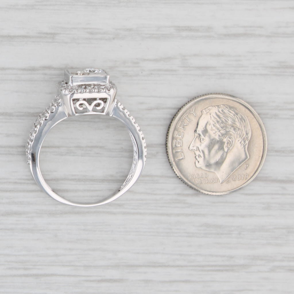 Light Gray 0.90ctw Diamond Halo Engagement Ring 10k White Gold Size 6