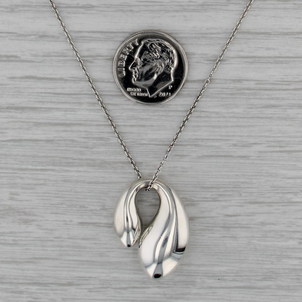 Tiffany & Co Elsa Peretti Double Teardrop Pendant Necklace Sterling Silver 18"